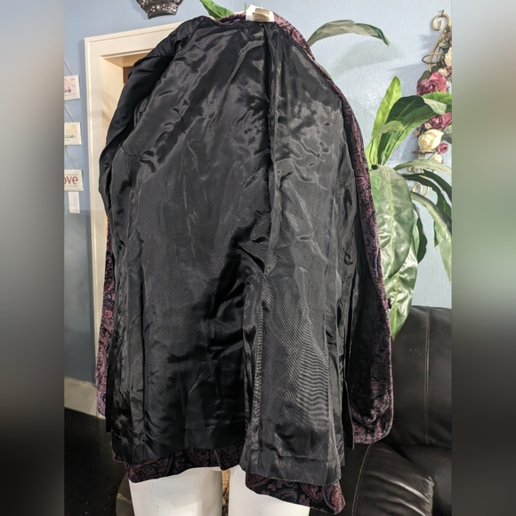 Vintage The Towner Velvet Paisley Print Fully Lined Slim Fit Blazer Jacket 7/8 - Picture 5 of 12